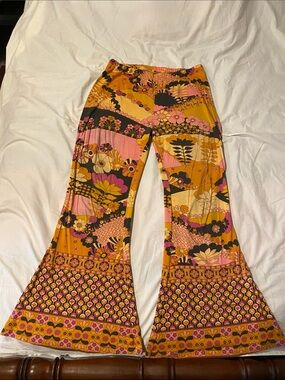 Nine Lives Bazaar Yellow & Pink Floral Bell Bottoms